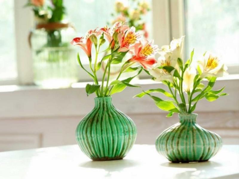 Cận cảnh bó hoa hồng xanh dương tươi tắn trong bình nước, minh họa cách chăm sóc hoa tại nhà.