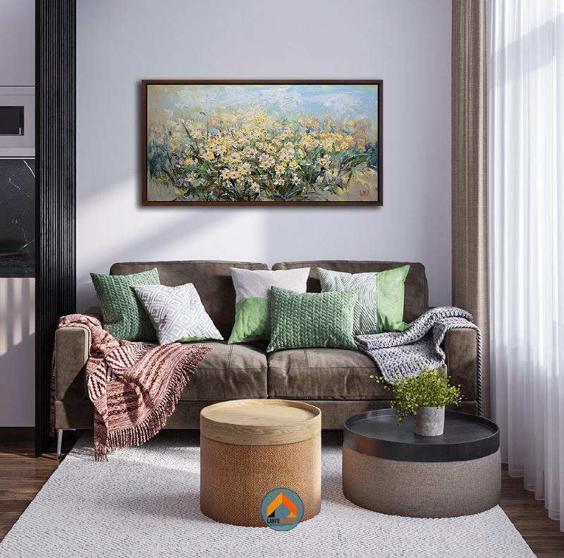 Một bức tranh vẽ cúc họa mi với nét vẽ mềm mại, thể hiện vẻ đẹp nghệ thuật của hoa.