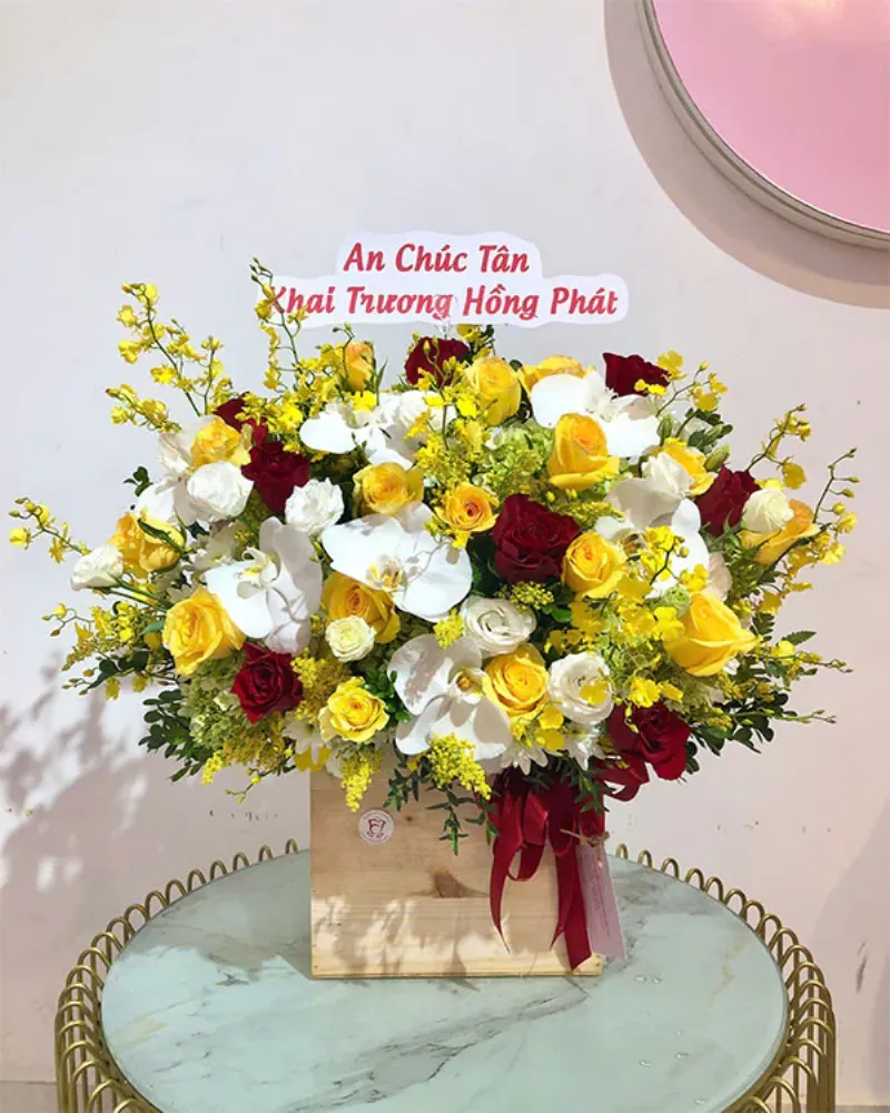 Lẵng hoa chúc mừng khai trương đẹp và sang trọng