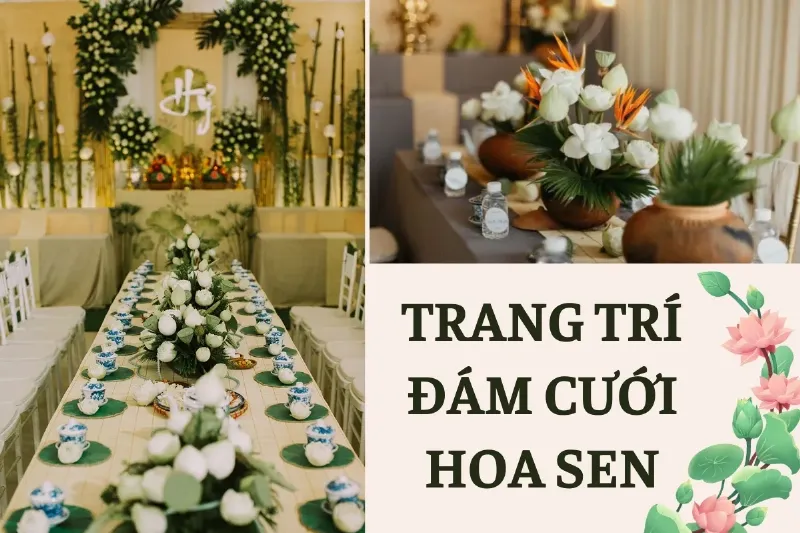 Hoa sen cưới trang trí bàn tiệc